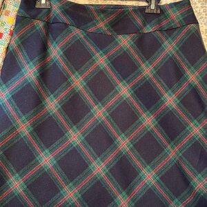 Talbots Navy and Green Plaid A-Line Skirt